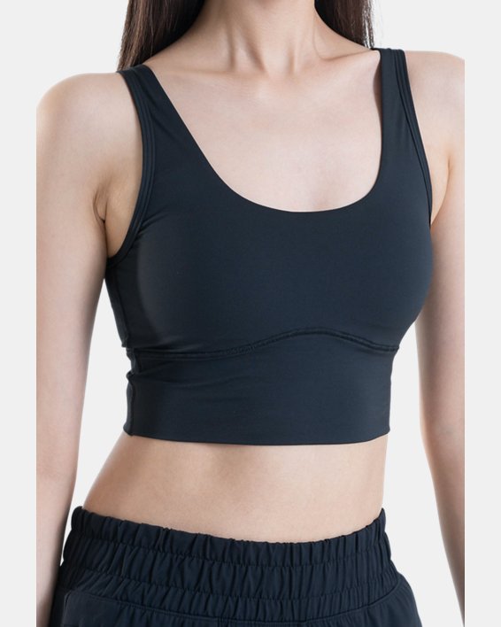 Women's UA Meridian Fitted Crop Tank in Black image number 3